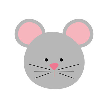 Cute mouse cartoon flat style icon vector design