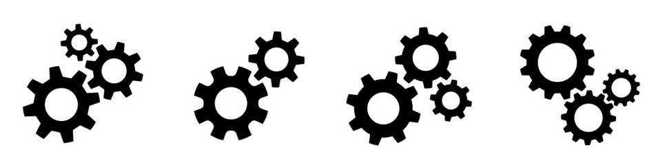 Setting gears icon. Cogwheel group. Gear design collection on white background - stock vector. - obrazy, fototapety, plakaty