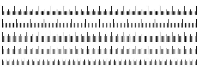 Ruler scale set isolated on white background.Different units of measurement - stock vector.