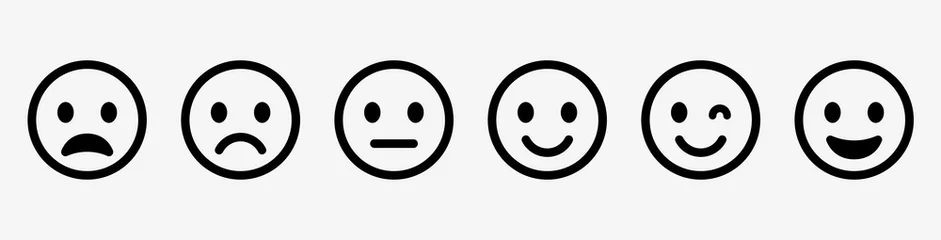 Foto op Canvas Emoticons set. Emoji faces collection. Emojis flat style. Happy and sad emoji. Line smiley face - stock vector. © Comauthor