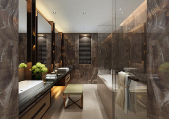 3D rendering of a Bathroom interior.