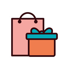 Isolated shopping bag with gift line and fill style icon vector design