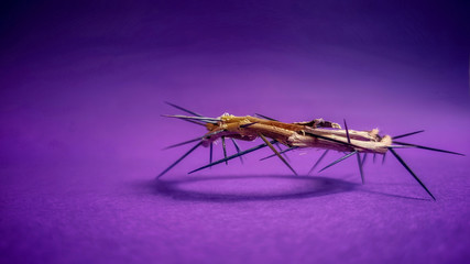 Lent Season,Holy Week and Good Friday concepts -image of crown of thorns in purple vintage background