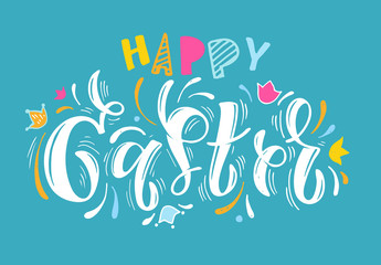 Fototapeta na wymiar Happy Easter - big hand drawn doodle set. Easter background. Template design elements for invitation, poster, pattern, fabric, textile. Easter art.