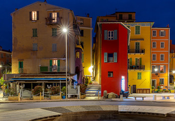 Fototapeta premium Menton. Antique multi-colored facades of medieval houses.