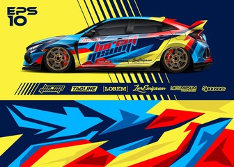 Race car graphic livery design. Abstract sport racing background for wrap race car, rally, drift car, cargo van, pickup truck and adventure vehicle. Full vector Eps 10.