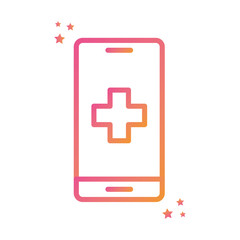 Isolated cross inside smartphone gradient style icon vector design