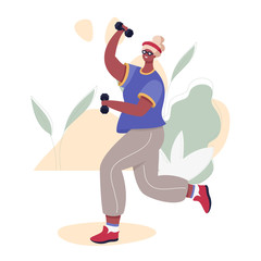 Elderly Woman With Dumbbells