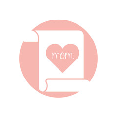 mom card with heart silhouette style icon vector design