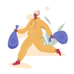 Plogging Senior Woman