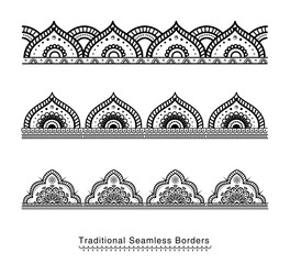 Seamless high detailed mandala floral border design ornaments
