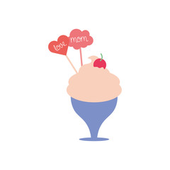 love mom labels inside ice cream flat style icon vector design