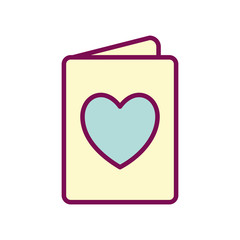 Love card with heart line and fill style icon vector design