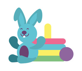 rabbit and pyramid on white background, baby toys