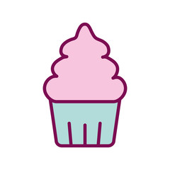Isolated cupcake dessert line and fill style icon vector design