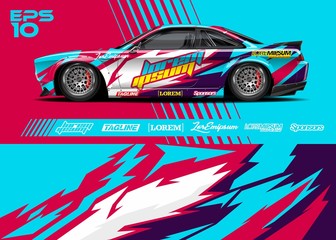 Race car graphic livery design. Abstract sport racing background for wrap race car, rally, drift car, cargo van, pickup truck and adventure vehicle. Full vector Eps 10. © zoulgraphic
