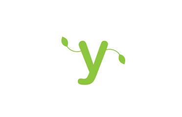 green leaf leafs letter y alphabet logo design icon for company and business