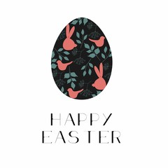 Easter card. Egg with ornate. Original vintage decorative illustration for print, web.