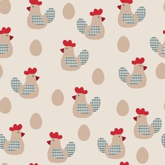 Beautiful vintage seamless pattern with farm animal chicken. Perfect for wallpapers, web page backgrounds, surface textures, textile.