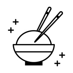 sushi oriental menu bowl rice with chopsticks line style icon