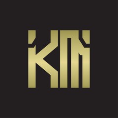 KM Logo with squere shape design template with gold colors