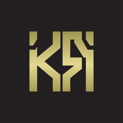 KR Logo with squere shape design template with gold colors