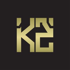 KZ Logo with squere shape design template with gold colors