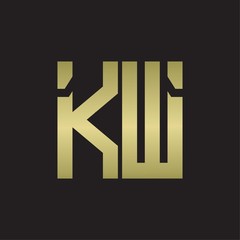 KW Logo with squere shape design template with gold colors