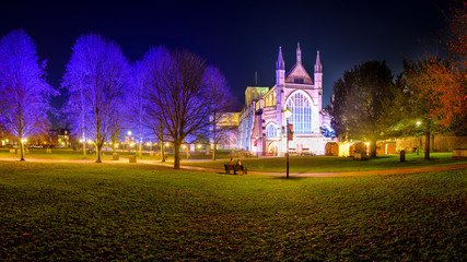 Winchester Cathedral by night