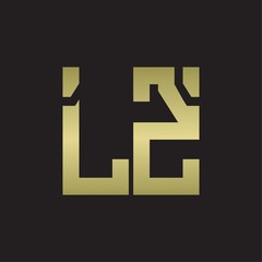 LZ Logo with squere shape design template with gold colors