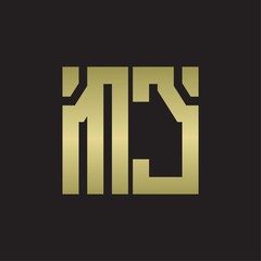 MC Logo with squere shape design template with gold colors