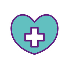 Isolated cross inside heart line and fill style icon vector design