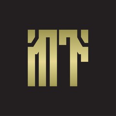 MT Logo with squere shape design template with gold colors