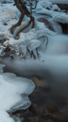 mountain ice stream at the winter