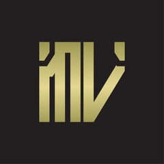 MV Logo with squere shape design template with gold colors