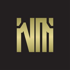 NM Logo with squere shape design template with gold colors