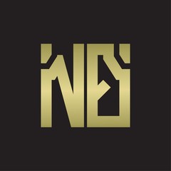 NQ Logo with squere shape design template with gold colors