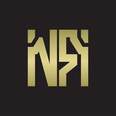 NR Logo with squere shape design template with gold colors