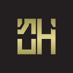 Obraz premium OH Logo with squere shape design template with gold colors