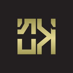 Obraz premium OK Logo with squere shape design template with gold colors