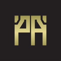 PA Logo with squere shape design template with gold colors