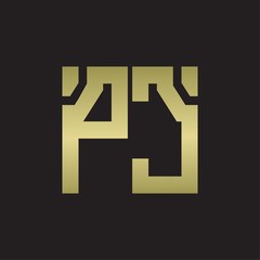 PC Logo with squere shape design template with gold colors