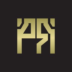 PR Logo with squere shape design template with gold colors