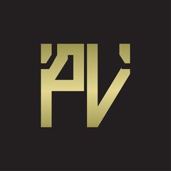 PV Logo with squere shape design template with gold colors