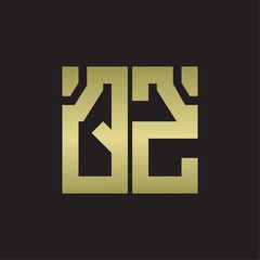 QZ Logo with squere shape design template with gold colors
