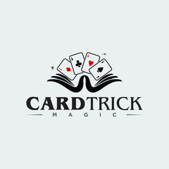 Hand and Card Trick with some Card. Magic Logo Template