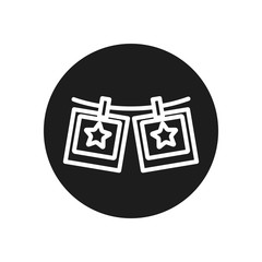 pictures with stars line block style icon vector design