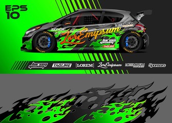 Race car graphic livery design. Abstract sport racing background for wrap race car, rally, drift car, cargo van, pickup truck and adventure vehicle. Full vector Eps 10. © zoulgraphic