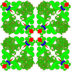 green background, flower motif