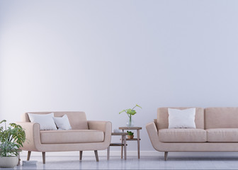 Living room with Leather sofa have pillows, Minimal Rustic, 3D Rendering